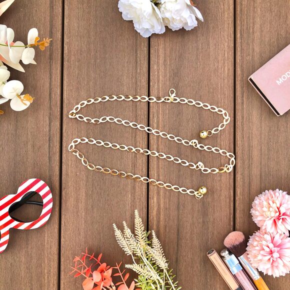 Gold Chain Belt For Waist Or Hip Greek Goddess Toga Thin Designer Gypsy🐙 - Picture 7 of 9